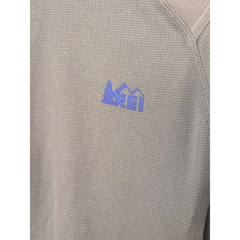 REI Mens Long Sleeve 1/4 Zip Pullover Shirt Gray  Medium Running Hiking Trail